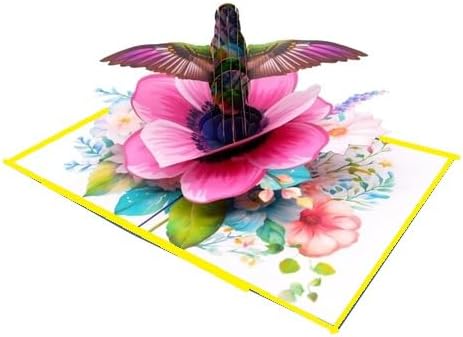 3D Pop-Up Hummingbird & Flower Greeting Card – Handmade Nature-Inspired Card for Birthday, Mother’s Day, Anniversary & Special Occasions F46