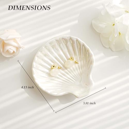 White Shell Jewelry Dish Tray, Seashell Ring Holder Trinket Tray - Image 6