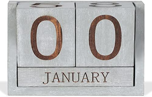 Wooden Perpetual Calendar,Desk Calendar Block,Office Desk Decor Accessories by PHOENANCEE