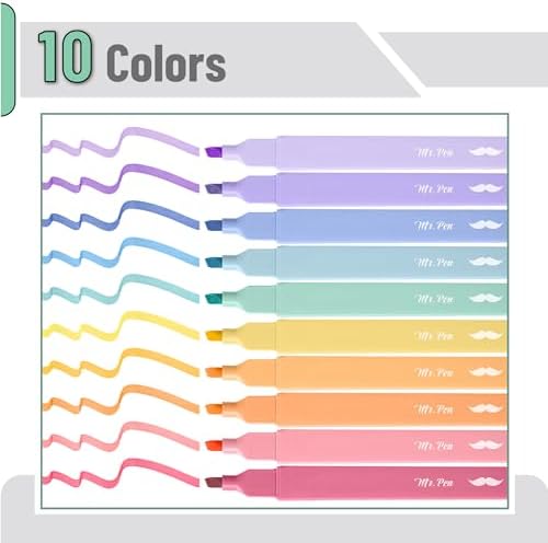 Mr. Pen- Aesthetic Highlighters No Bleed, 10 Pack, Assorted Colors | Chisel Tip, Cute Highlighters Assorted Colors for Journaling, Highlighting, Underlining, Fast Dry, Back to School Supplies - Image 2