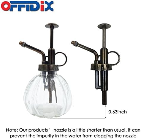 OFFIDIX Transparent Glass Watering Spray Bottle, 6.3 Inches Tall Vintage Style with Bronze Plastic Top Pump One Hand Plant Mister Glass Watering Can Indoor - Image 6