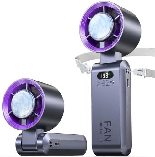 Handheld Portable Turbo Fan with Ice Cooler, Speed (1-199) Rechargeable Personal Fan[20000 RPM] Small Pocket Fans for Travel/Outdoor/Home/Office, Purple by Kimguard