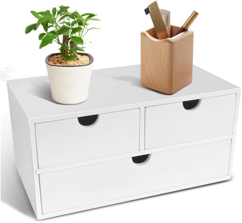 Charmewooden Bamboo Desk Organizer With Drawers Countertop Drawers Counter Storage Box Corner Desk Organizer for Home Office No Assembly Required by Charmewooden