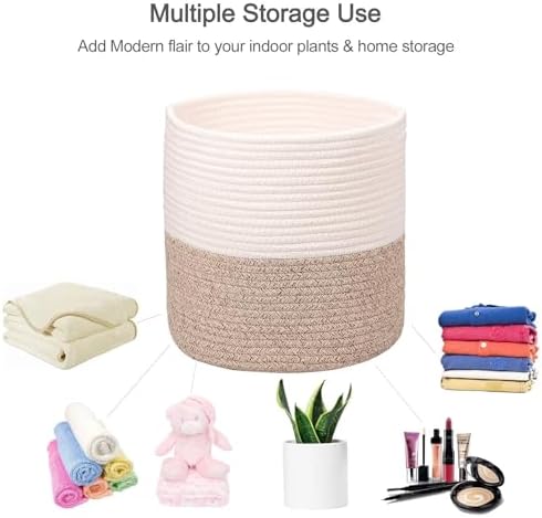Planter Baskets for Indoor 11" Cotton Rope 11"x11"Khaki - Image 5