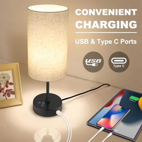 Unicozin 17Inch Table Lamp for Bedroom, Touch Control Bedside Lamp for Reading, 3 CCT & 7 RGB Color Changing, Dimmable Nightstand Lamp for Kids Room Living Room Office, Beige Shade - Image 5