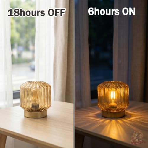 MJ PREMIER Battery Operated Lamp, Small Cordless Lamp with Timer Amber - Image 6
