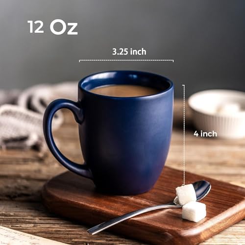 AmorArc 12oz Coffee Mugs Set of 12, Ceramic Coffee Cups Set-Matte Blue - Image 3