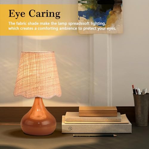Ziqqeelam Brown Small Bedside Table Lamp for Bedroom, Farmhouse Bedroom Lamps for Nightstand, - Image 6
