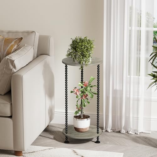 YINMIT Plant Stand Indoor, 2 Tier Small Plant Stand with Metal Spindle Leg - Image 4