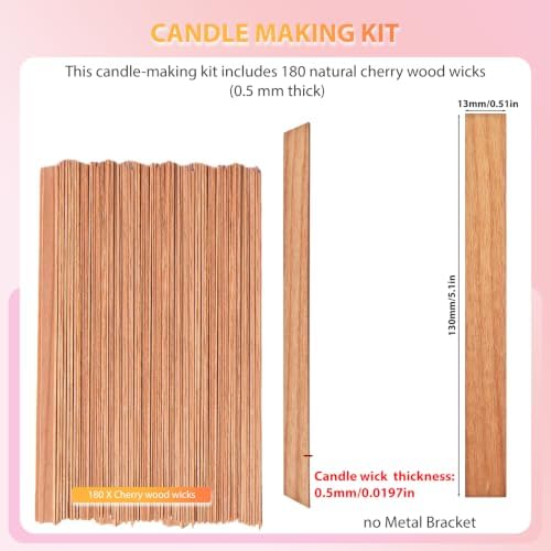 Cherry Wood Wicks – Long-Lasting Flame, 180 Candles per Pack (0.5 mm Thick) - Image 2