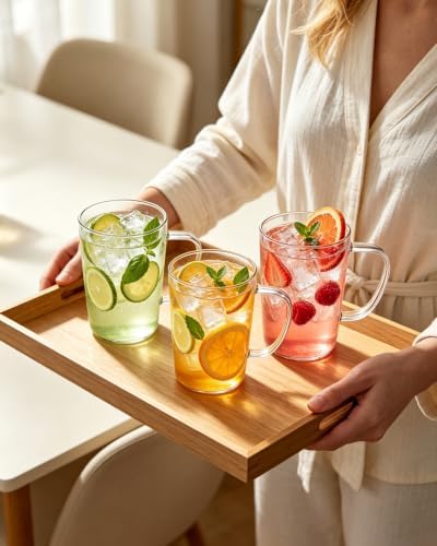 LUXU Glass Coffee Mugs, 17 oz Ice coffee cups,Large Beer Mugs Set of 4 - Image 4