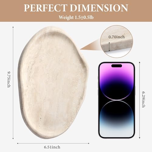 Koville Luxurious Natural Marble Vanity Tray, Cloud Shape Serving Stone Key Tray for Home Decor, 10" x 7" Marble Storage Trays for Bathroom, Stone Plate Holder for Perfume, Candle and Jewelry - Image 3