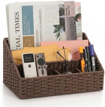 Mail Organizer Countertop, Mail Organizer, Mail Sorters, Magazine File Holder, Desk Organizer and Accessories, Dark Brown by BOERSHUN