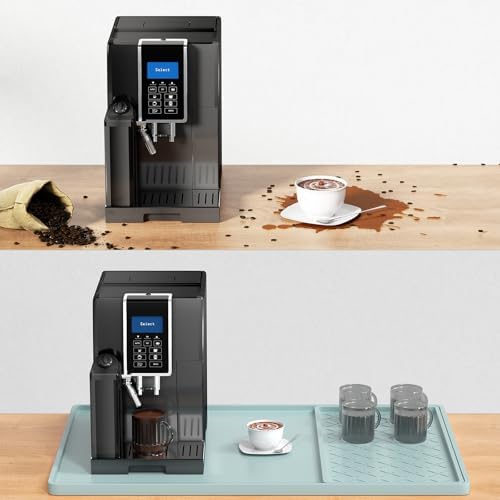Rnivvi Silicone Coffee Mat, 16" x 24" Waterproof Raised Edge Coffee Bar Mats for Espresso Machine Station Accessories, Heat Resistant Detachable Dish Drying Pad for Kitchen Counter, Shadow Green - Image 7