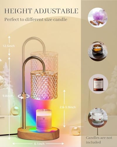 Candle Warmer Lamp with 7 LED Color Changing, Timer Dimmer Height Adjustable, Candle Warmer with RGB Model Home Decor for Mom, Wife, Lover, Friend - Image 4