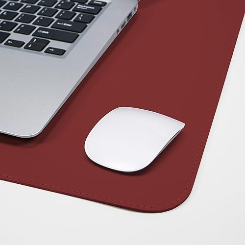 AFIING Cork Desk Mat, 31.5" x 17", Red,Leather Desk pad - Image 4