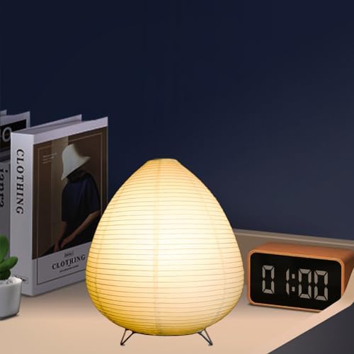Small Table Lamp, Cute Paper Lamp, Ambient Lighting Lamp, Cozy Bedside Lamp, Minimalist Warm Glow Light for Bedroom Living Room Kids Room Dorm (White, 12.6"x11.02"x11.02") - Image 3