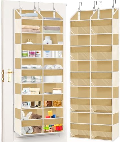 Ofiray-home Over the Door Organizer 5 Tiers,Extra Large Behind Door Storage of 10 Compartments,80 lbs Weight Capacity Over the Door Storage, Door Hanging Organizer for Closet, Diaper Organizer, Camel by Ofiray-home