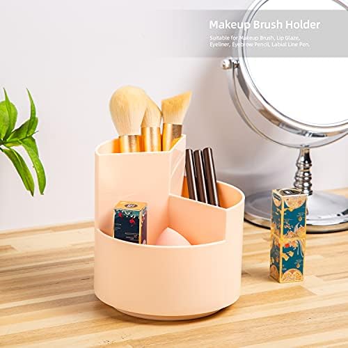 Desk Pencil Pen Holder, 3 Slots 360-Degree Spinning Organizers, Desktop Storage Stationery Supplies, Cute Cup Pot for Office, School, Art Supply, Kids - Pink - Image 6