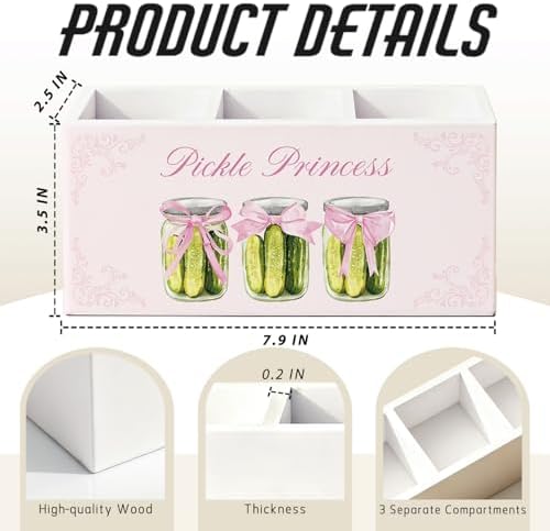 Pink Coquette Bow Pickle Pen Pencil Holder for Desk Decor - Image 2