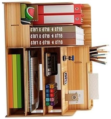 Desktop Organizer, Office Storage Rack, Multipurpose Modern Simple Style Wood Desktop Storage Shelf for Home School Office, Home Decor, True Nature Stand Shelf, Sleeks and Simple Design(Cherry Wood) - Image 2