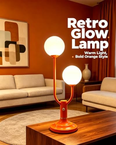 Lightdot Orange Table Lamp Dimmable Vintage Globe Lamp G9 2 Bulbs Included - Image 4