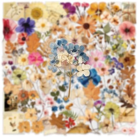 100PCS Transparent Flora Scrapbook Stickers, Vintage Aesthetic Flowers Sticker for Scrapbooks Travel Journal, Vinyl Waterproof for Water Bottles Laptop Phone Scrapbook Supplies DIY Crafts (Flower-AB) - Image 4