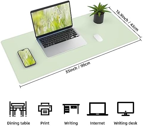 AFIING Cork Desk Mat 35.4" x 17", Dual-Sided Natural Cork & PU Leather Desk Pad, Non-Slip Waterproof Large Mouse Pad for Office, Home & Gaming (Light Green) - Image 2