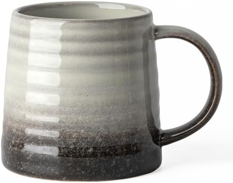 15.5oz Large Heavyweight Ceramic Mug, Reactive (Grey-Black) by TaoTaojarvieCeramics