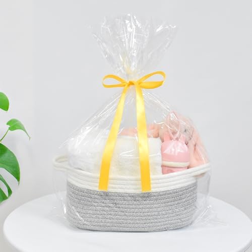 ABenkle Small Basket with Handles, Boho Decorative Rope Woven Dog Cat Toy Storage Bin Shelf Storage Organizer, Easter Christmas Gift Basket, 12"x8"x5" - Image 5
