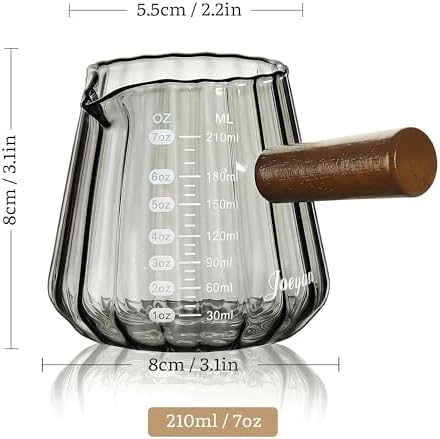 Joeyan Espresso Cups 7 oz, Gray Glass Measuring Cup, Espresso Accessories - Image 2