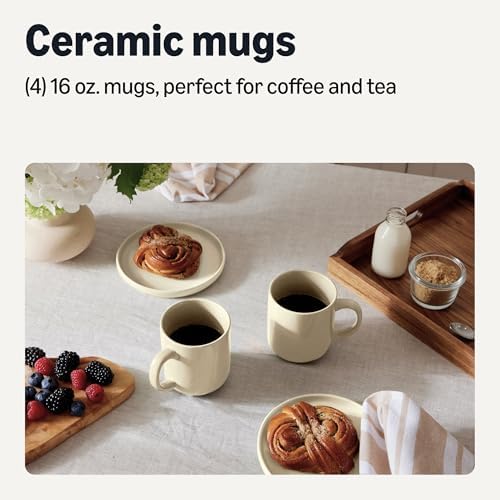 Amazon Basics Glazed Stoneware Coffee Mugs, Ceramic 4-Piece Set, 16 oz, Microwave and Dishwasher-Safe, Ivory - Image 2