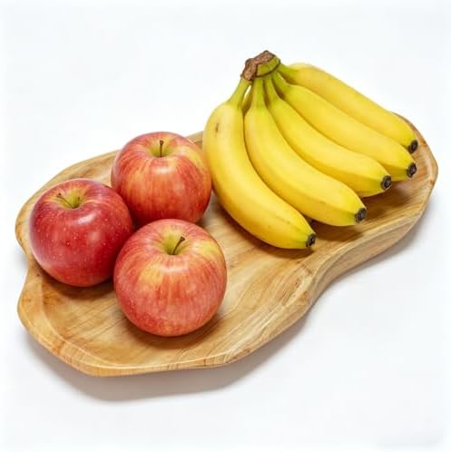 BTEOBFY Natural Wood Fruit Bowl, Unique Handmade Wood Serving Platter, Fruit Snack Dish for Sandwich Bread Serving, Appetizer Display, Vintage Ring Dish, Hand Carved Artworks，13-14in - Image 6