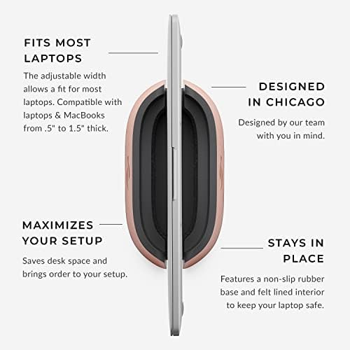 HumanCentric Vertical Laptop Stand in Vegan Cognac Leather, Adjustable - Image 3