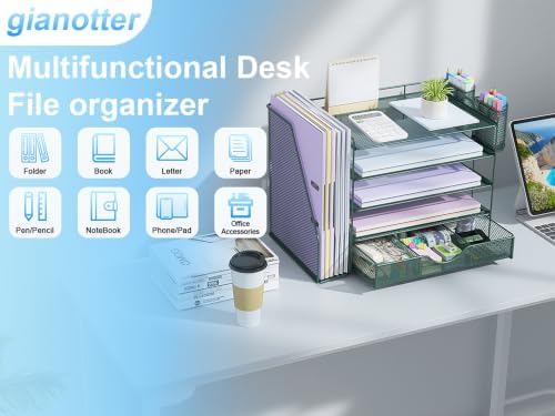 gianotter 5-Tier Desk Organizer with Drawers and File Holders - Image 7