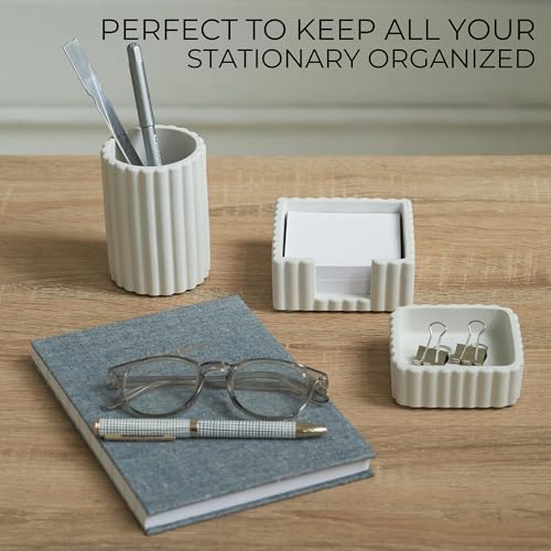 Modern Aesthetic Desk Accessories Set of 3 - Stylish Concrete Organizers - Image 3