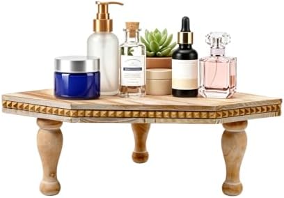 Wood Corner Counter Shelf Thicken Framehouse Decorative Tray (Retro White) - Image 3