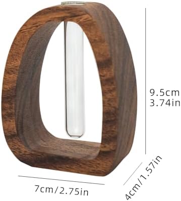 Mini Wood Vase Terrarium, Glass Tube Plant Propagation Station, MCM Decor - Image 4