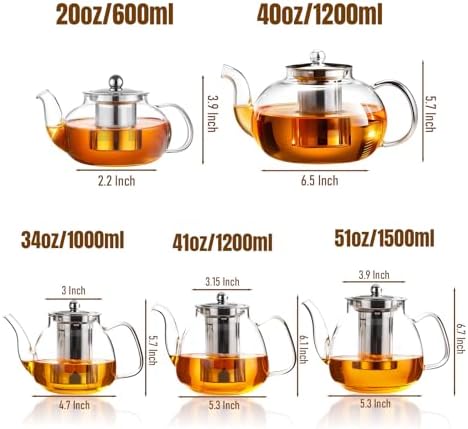 PARACITY Glass Teapot with Infuser, 50 oz Stovetop Kettle for Loose Tea - Image 2