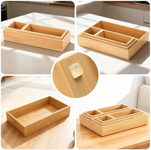 MapleGrace Bamboo Drawer Organizer Set, 14 PCS Wood Storage Organizers - Image 3