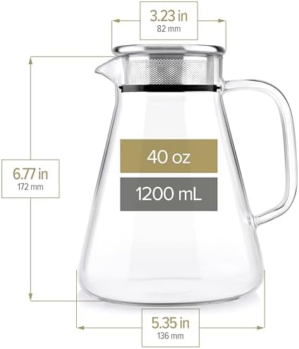 Teabloom One-Touch Tea Maker, 2-in-1 Teapot and Kettle with Stainless Steel Filter Lid for Loose Tea – Stain-Free Borosilicate Glass Teapot (40 Oz) – Tea Connoisseur's Choice (Pack of 2) - Image 5