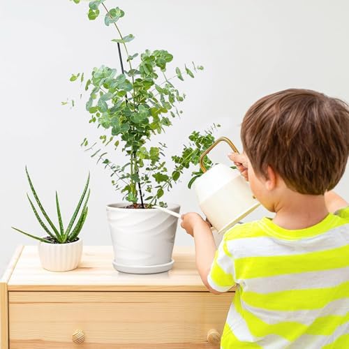 5 Inch Ceramic Plant Pots, 5.5 in Diameter, 4 Pack - Image 6
