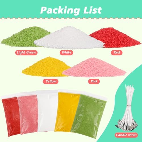 Blingfun 5 Color DIY Sand Wax Candle Making Kit – Refillable Pearled Wax with Candle Wicks, Scented Candle Supplies for Halloween, Christmas, Wedding, Home Decor (Sand Candle Craft Kit) - Image 2