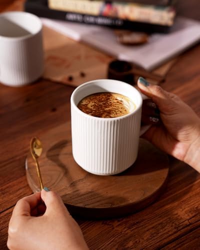 famiware Coffee Mug Set of 8, Star 12 oz Ceramic Mugs Cups Set with Handle - Image 4