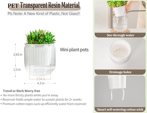 Melphoe Self Watering Pots for Indoor Plants Planter, 4.3 Inch 2 Pack Planters Self Watering Plant Pots for Flower, Houseplants, Succulent, African Violets and Cactus with Drainage - Image 6