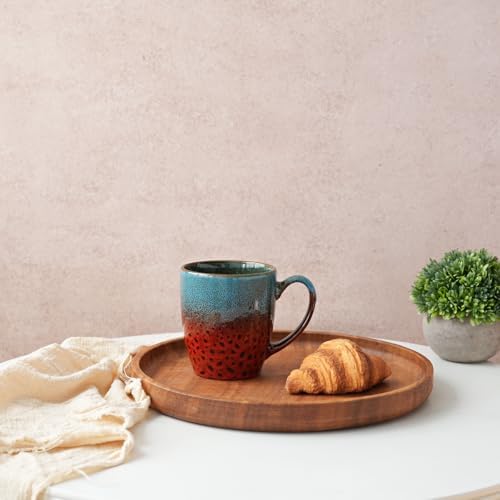 Bosmarlin Ceramic Coffee Mug Set of 4, 17 Oz, Coffee Cups with Big Handle, Microwave Safe, Unique Reactive Glaze (Blue&Red) - Image 5