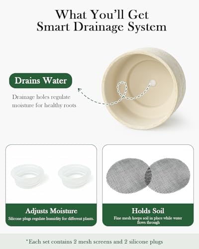 Succulent Pots, 8"+6" Plant Pots, Ceramic Planters for Indoor Plants - Image 6