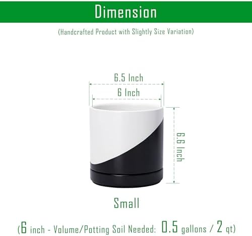 D'vine Dev 6.5 Inch Ceramic Planter Pot, Black White Diagonal, 94-O-C-K - Image 2