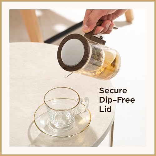 Enchanti Glass Teapot with Infuser - Magic Tea Pot for Loose Leaf Tea - Borosilicate Glass Tea Maker with Heat-Resistant Handle - Gift Box & Writable Card - 800ML (27oz) - Image 5