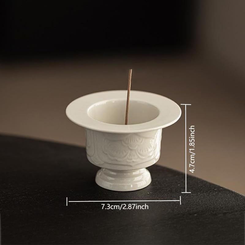 Incense Holder Modern Minimalist Circular Incense Stick Burner for Cones or Sticks for Yoga & Meditation, Enhance Atmosphere,Ceramic Ash Catcher White-5 - Image 7
